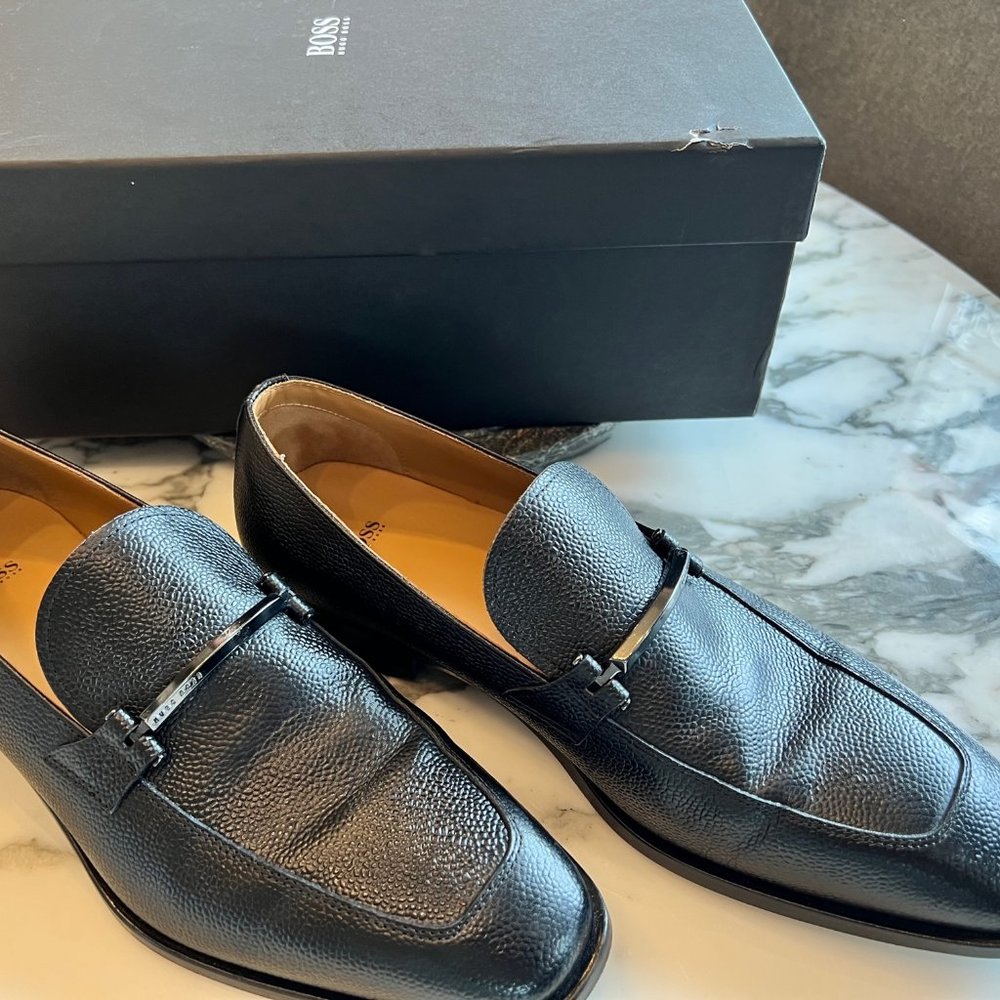 Hugo Boss Men's Lisbon Loafers Black pebble leather US 9